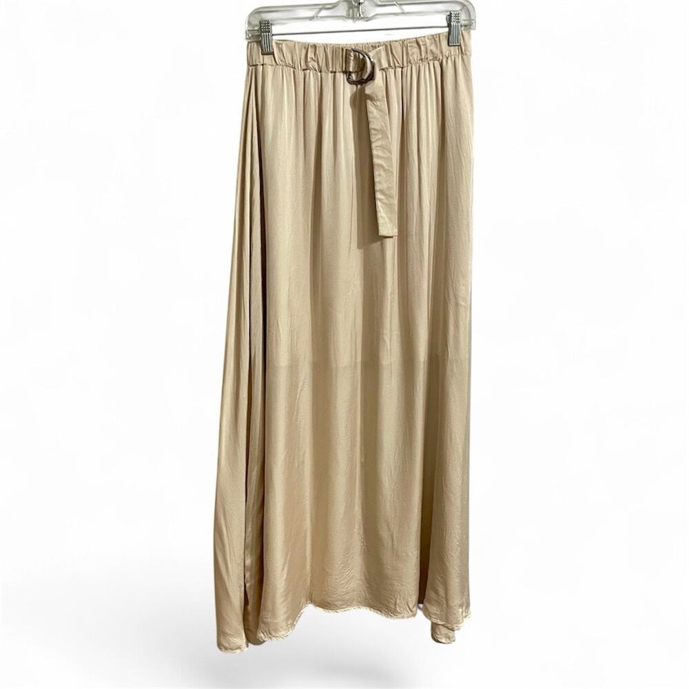 Bar III Satin Skirt Women Size Small Champagne Maxi Half Lined Holiday Preppy